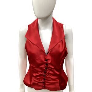 Renee’s Resale Vest Women’s Size 10 Vintage Back Zipper Deep V-Neck Red & Black